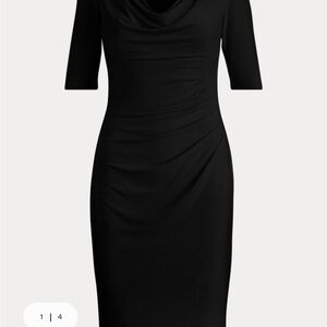 Ralph Lauren Black Cowl-Neck Midi Sheath Dress